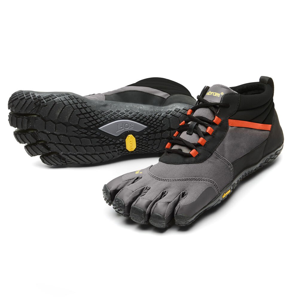 Vibram Five Fingers Mens Trail Shoes - Black/Grey/Red - V-Trek Insulated - 93764-EOLQ